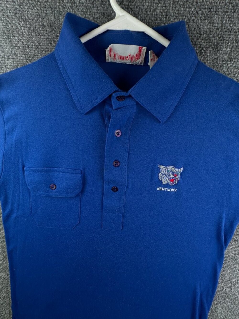 VTG University Of Kentucky Wildcats Polo Shirt Men Blue Large Old Logo Pocket
